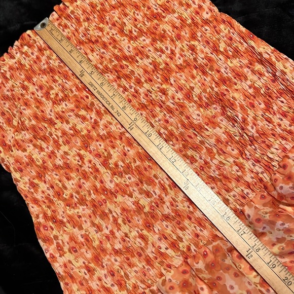 NWT ASOS OFF-SHOULDER SZ 10 DITSY FLORAL SHIRRED MAXI DRESS SHADES of ORANGE - Picture 10 of 15